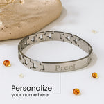 Silver Matte Personalized Name Bracelet for Men | Love Craft Gifts
