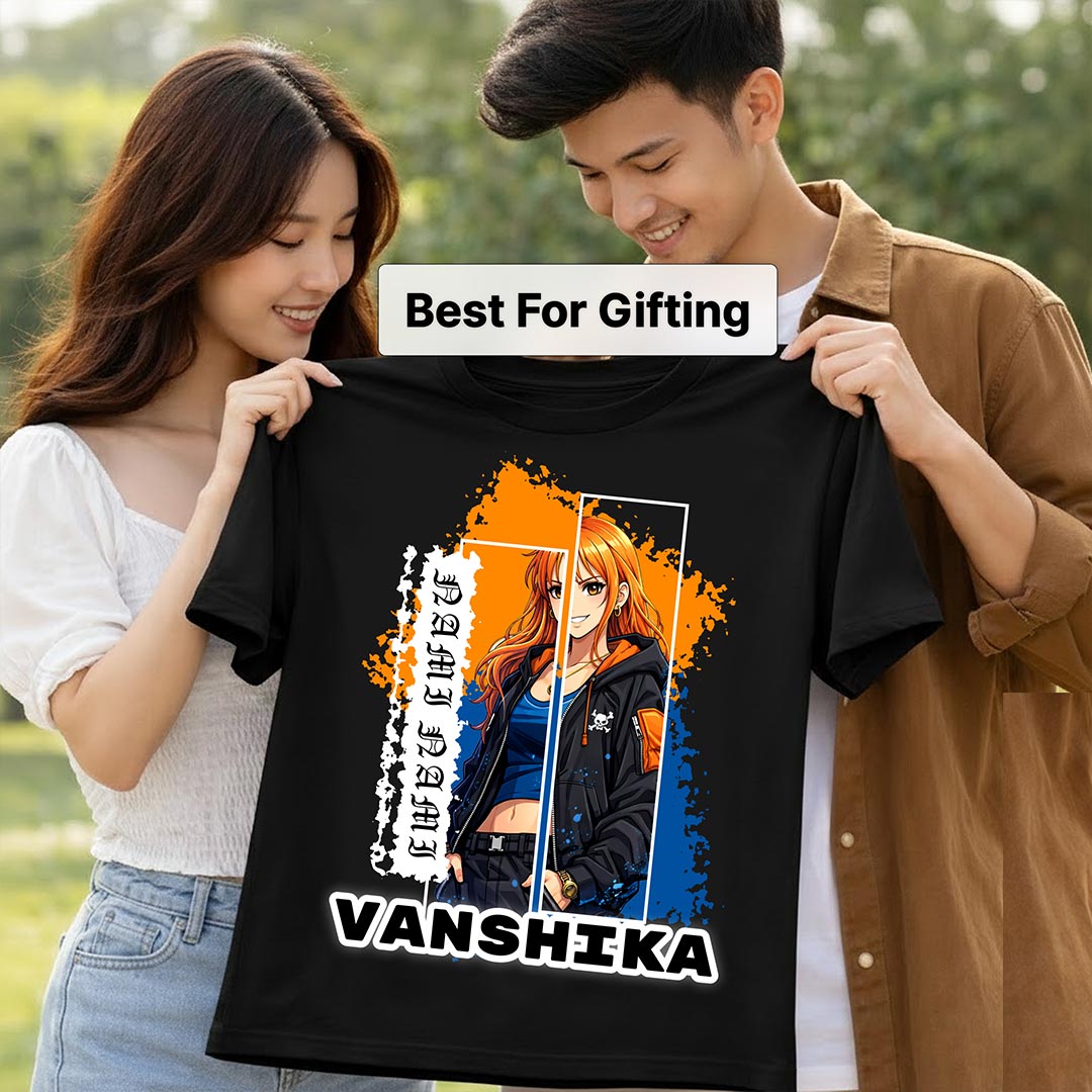 Personalized Nami Anime Name T-Shirt for Women – Custom Printed Black Tee | Love Craft Gifts