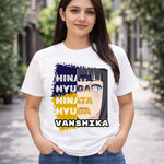 Personalized Hinata Hyuga Anime Name T-Shirt for Women – Custom Printed White Tee | Love Craft Gifts
