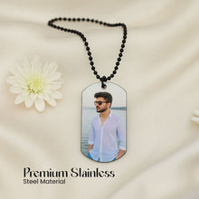 Personalized Black Bead Chain Photo Pendant