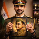 Netaji Subhash Chandra Bose Patriotic Portrait Wall Frame – Inspirational Indian Leader Wall Art | Love Craft Gifts