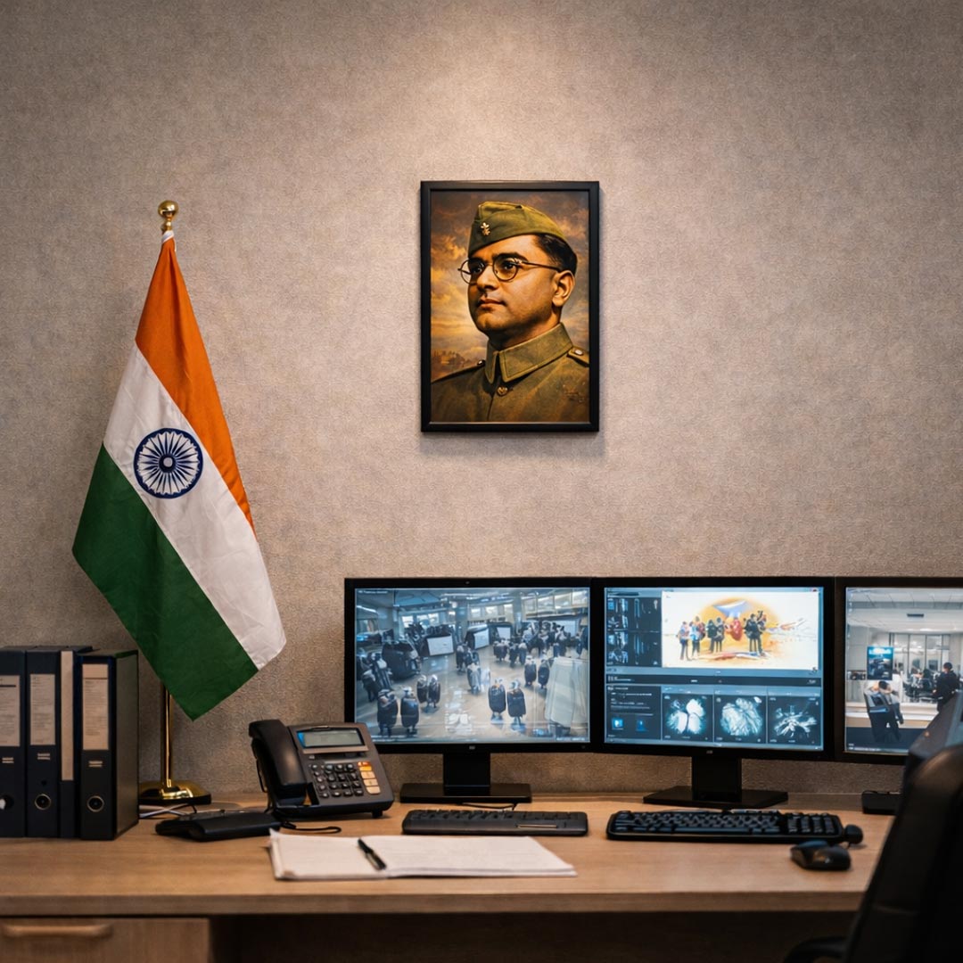 Netaji Subhash Chandra Bose Patriotic Portrait Wall Frame – Inspirational Indian Leader Wall Art | Love Craft Gifts