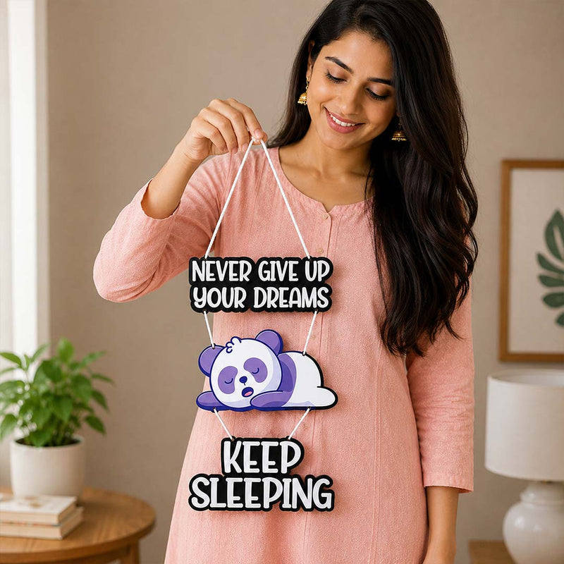 Never Give Up Your Dreams Keep Sleeping Wall Hanging | Panda Decor | Love Craft Gifts™