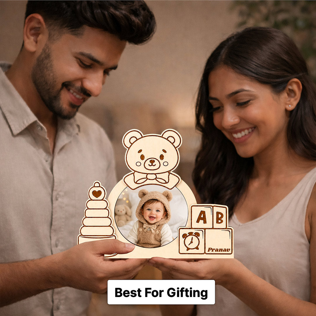 Personalized Baby Wooden Photo Frame | Custom Baby Name Keepsake Gift - 8x6.5" | Love Craft Gifts™