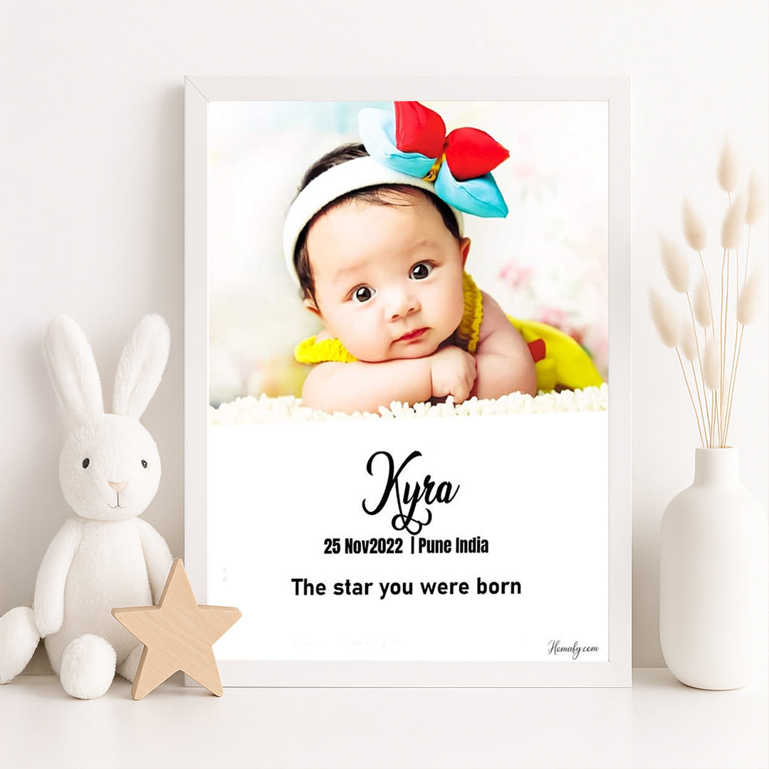 Personalized Baby Birth Frame – Custom Baby Photo with Birth Details | Unique Nursery Decor | Love Craft Gifts
