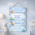 Personalized Teddy Boy Kids Room Wall Hanging (9x13 Inch) – Custom Name Wooden Decor | Love Craft Gifts