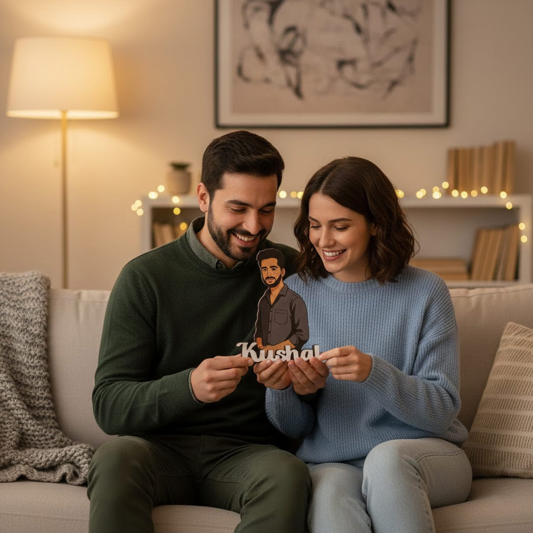 Personalized Cartoon Name Table Stand – 7×6" | Love Craft Gifts