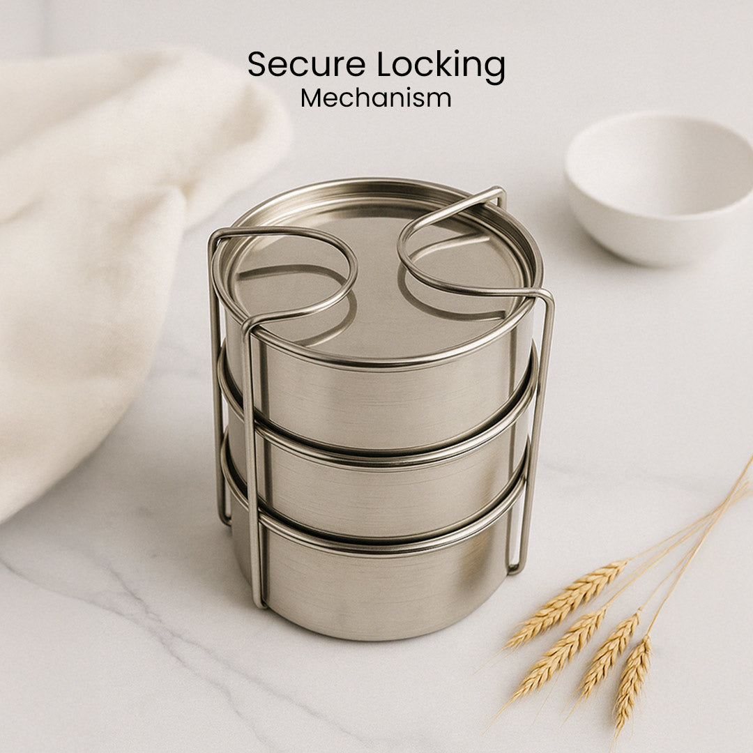 Insulated Stainless Steel Lunch Box – 3 Container Hot Case Tiffin for Office & School | Love Craft Gifts