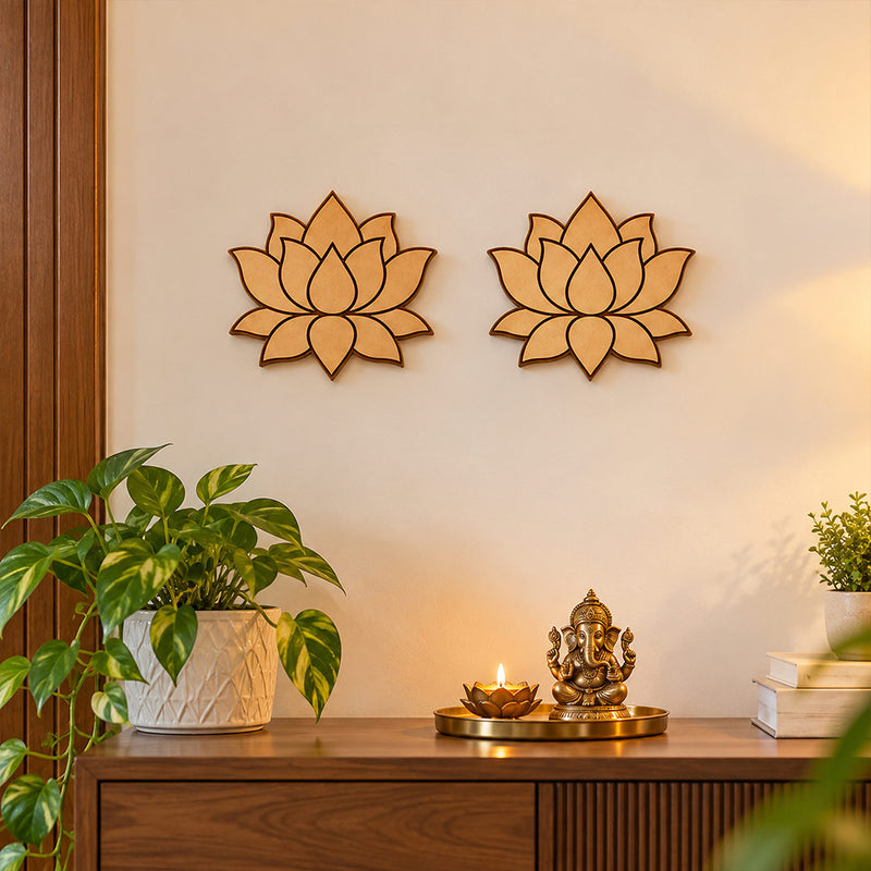 Om Lotus Diya Swastik Decor Set | Traditional Pooja Room Decoration | Love Craft Gifts™