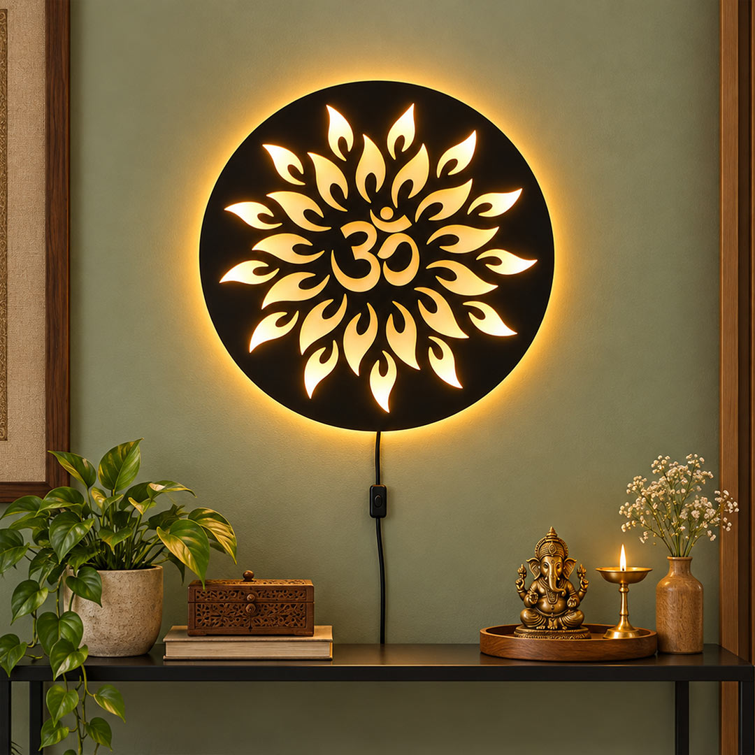Om Mandala LED Wall Light 10x10″ | Spiritual Décor | Love Craft Gifts™