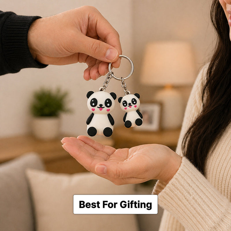 Cute Panda Couple Keychain Set – Adorable Cartoon Panda Keyring Gift for Girls, Kids & Best Friends (Standard Gift Size) | Love Craft Gifts™