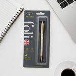 Parker Folio Stainless Steel Gold Trim Ball Pen - Personalized | Love Craft Gifts