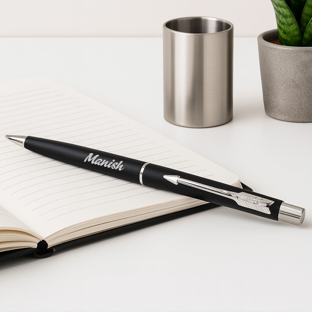 Customized Parker Matte Black Ball Pen – Refillable | Love Craft Gifts