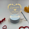 3D Acrylic Heart Shaped Night Lights Led Note Board With Pen