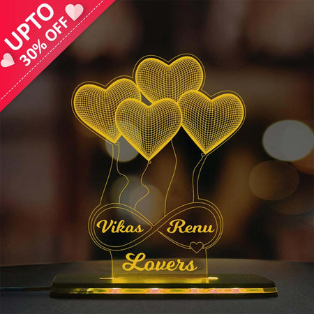 Valentine 3d Acrylic Multicolored LED Lamp