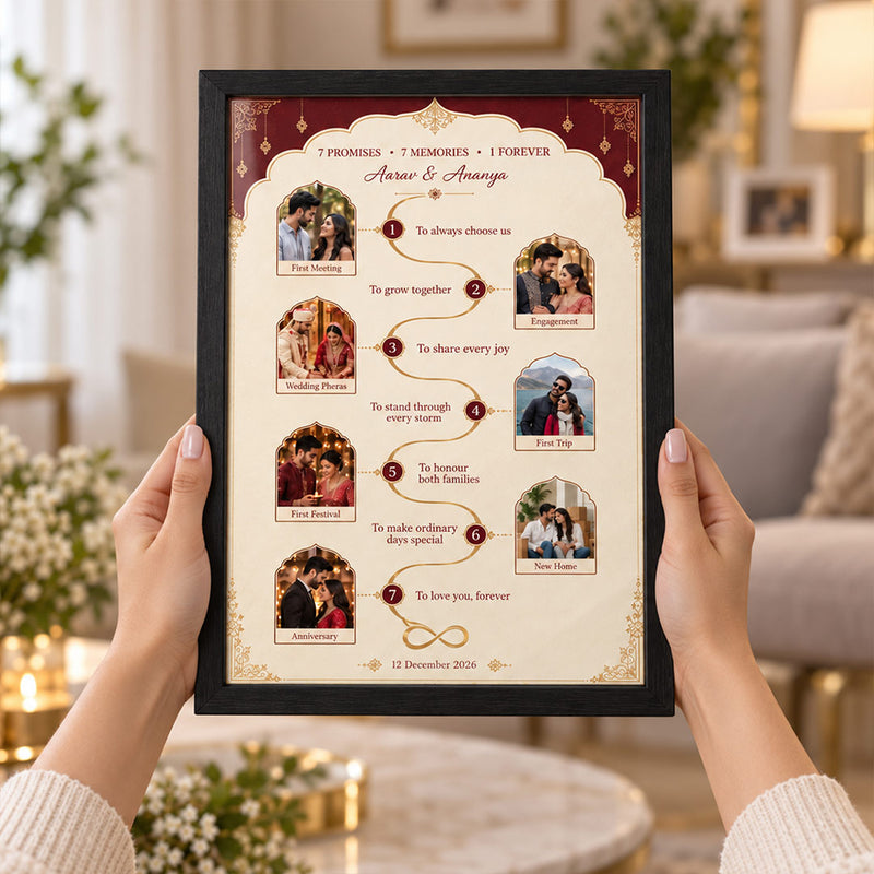 Personalized 7 Promises & 7 Memories Couple Photo Frame | Love Craft Gifts™
