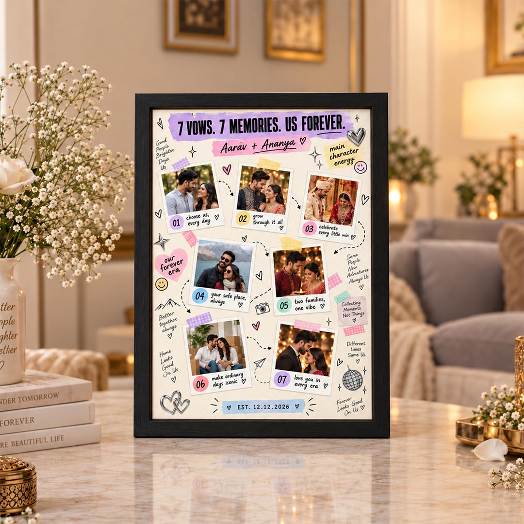 Personalized 7 Vows & 7 Memories Couple Photo Frame | Love Craft Gifts™