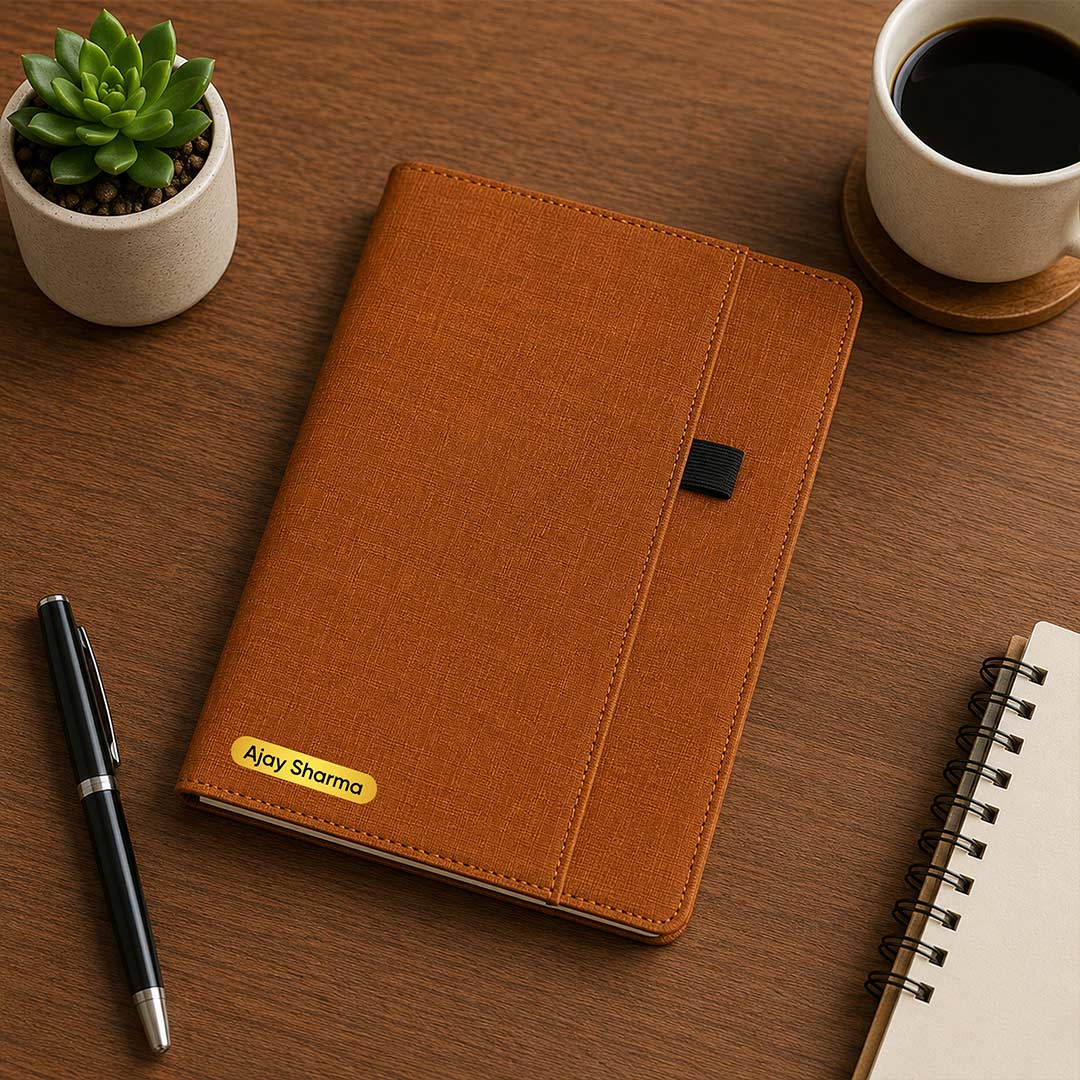 Personalized A5 PU Leather Executive Diary with Custom Name Plate | Premium Hardbound Journal Gift for Professionals, Students & Corporate Gifting - A5 | Love Craft Gifts™