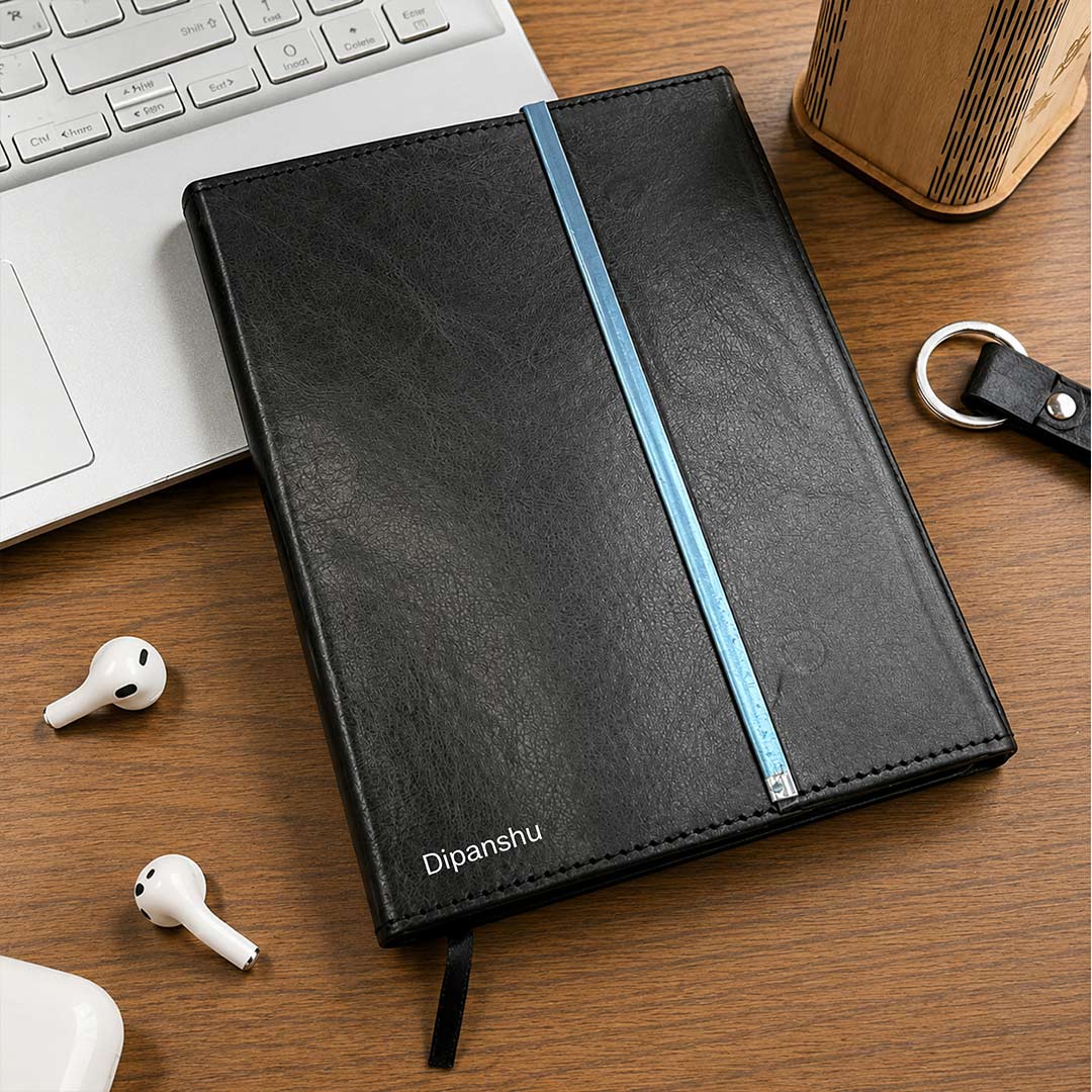 A5 Woven Vegan Leather Diary – Personalized Name Printing