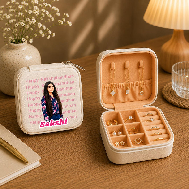 Personalized AI Cartoon Jewellery Travel Case | Custom Photo Jewelry Organizer Gift for Sister | Love Craft Gifts™
