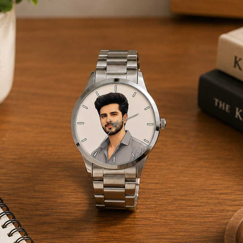 Personalized AI Character Watch | Custom Stainless Steel Watch for Men | Love Craft Gifts™