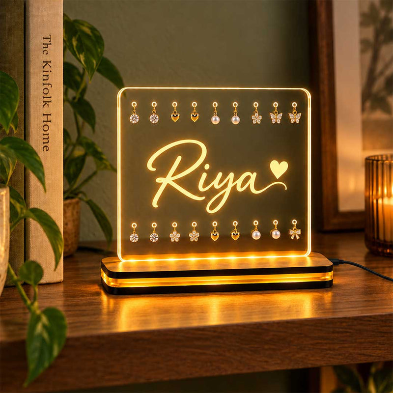 Personalized Acrylic Earring Holder Lamp 6x8" | Custom Name Jewellery Organizer | Love Craft Gifts™