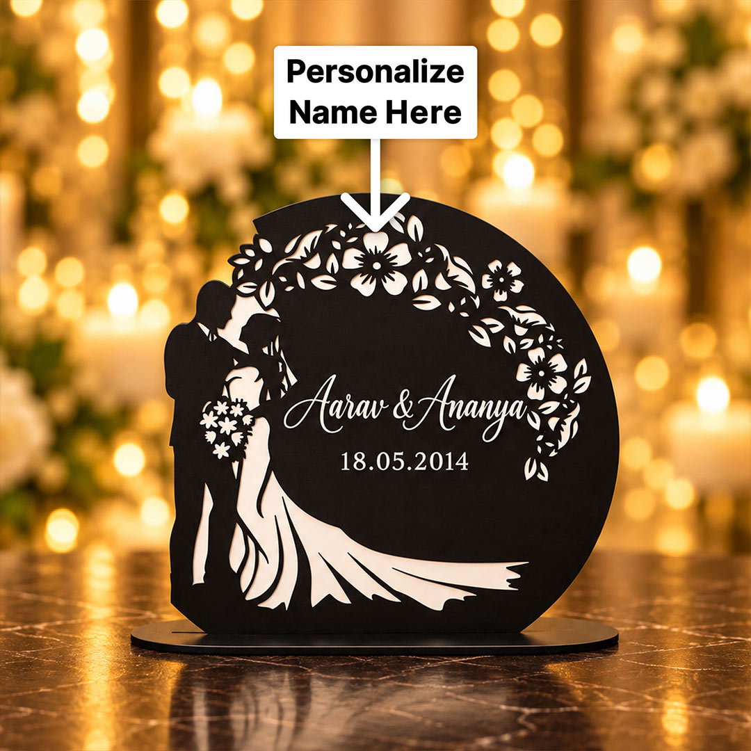 Personalized Anniversary Couple Table Stand 8x8″ | Love Craft Gifts™