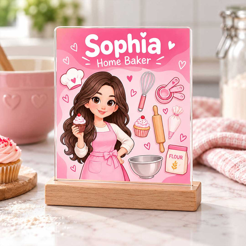 Personalized Baking Theme Name Stand 6x8" for Home Bakers | Love Craft Gifts™