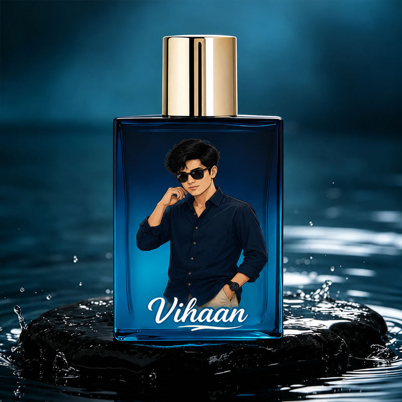 Personalized Bella Vita SKAI Aquatic Perfume 100ml | Custom Photo & Name Perfume | Love Craft Gifts™