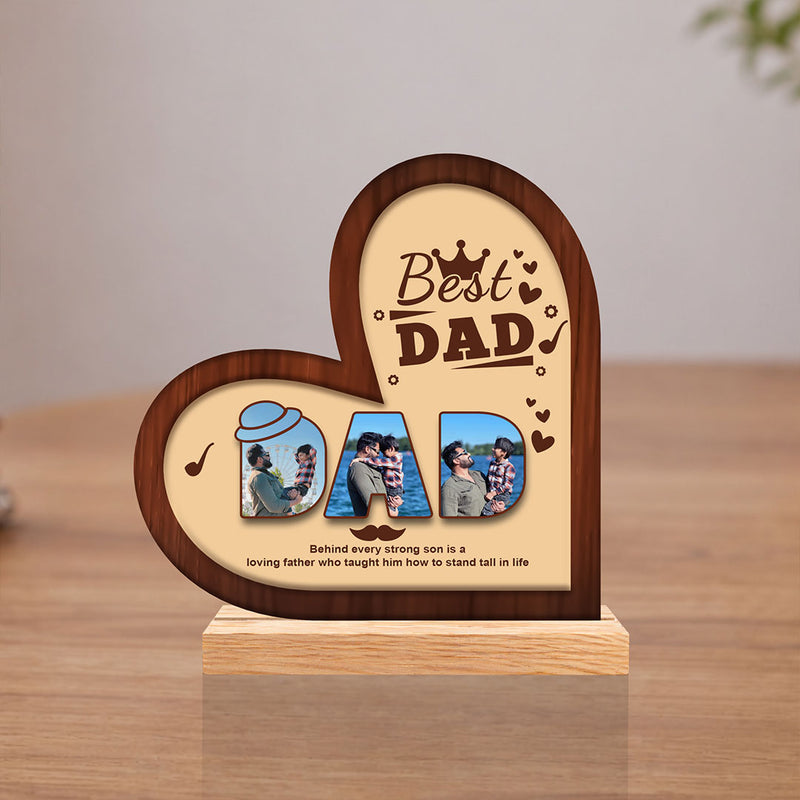 Personalized Best Dad Wooden Table Top Frame | Custom Father’s Day Photo Keepsake Gift for Dad 6x6" | Love Craft Gifts™
