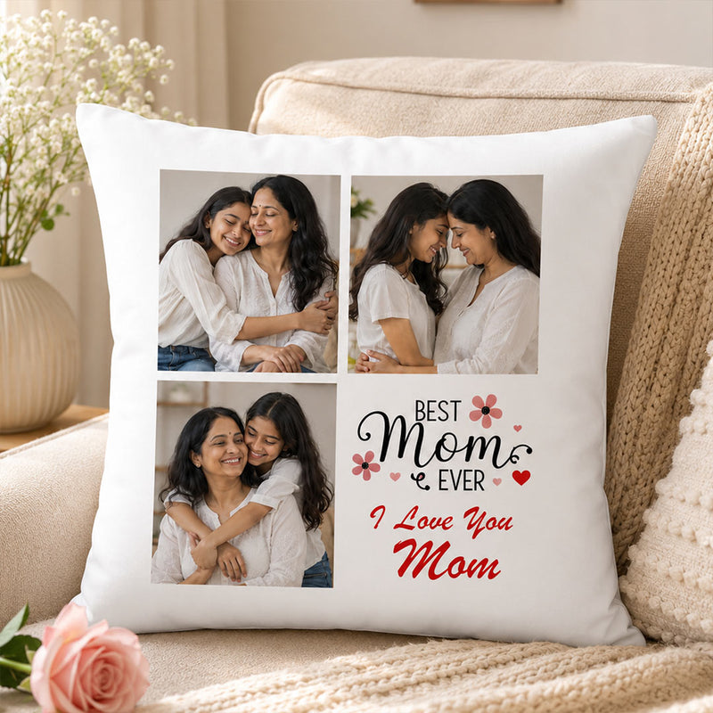 Personalized Best Mom Ever Photo Cushion Cover | Custom Mother’s Day Gift for Mom, Mother & Family - 10x10" | Love Craft Gifts™