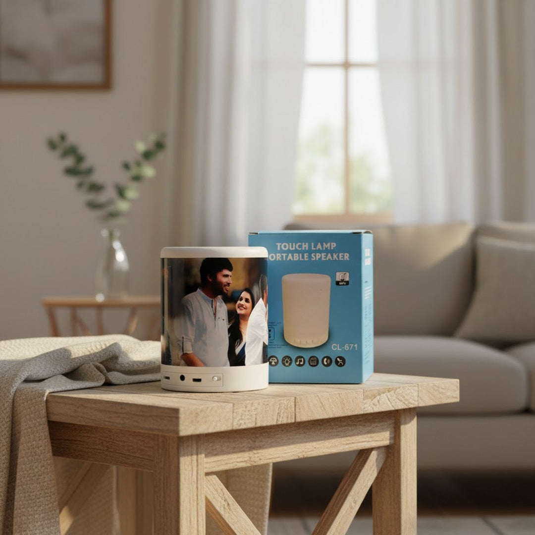 Personalized Bluetooth Speaker with Custom 3-Image Print | LED Wireless Speaker Gift | Love Craft Gifts