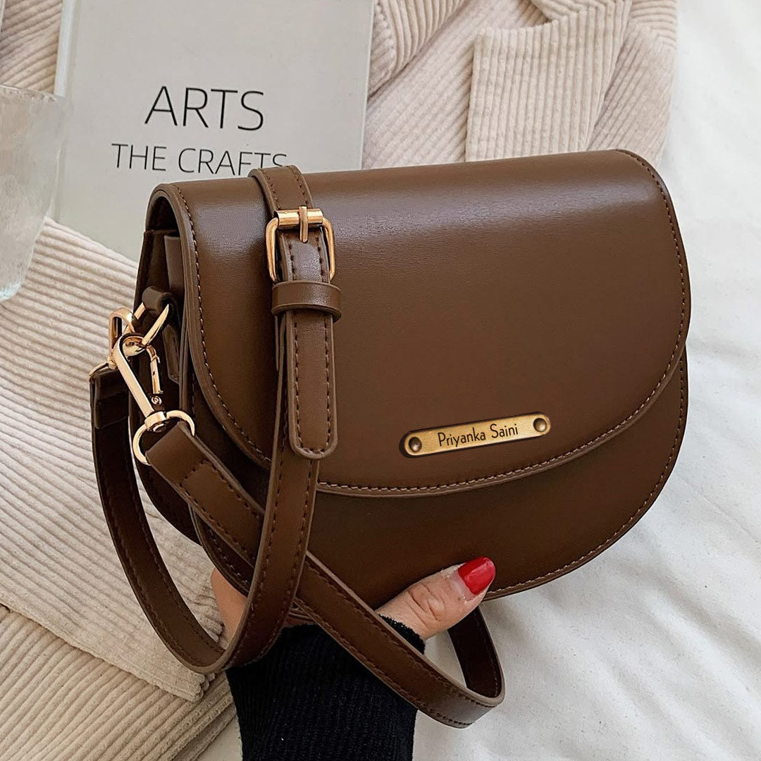 Personalized Brown Leather Sling Clutch for Women | Clutches | Love Craft Gifts