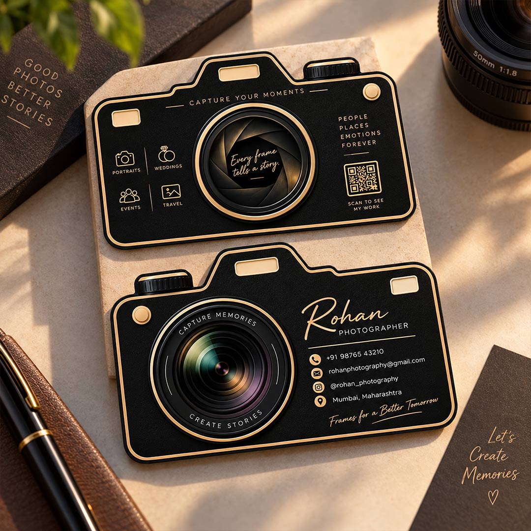 Personalized Camera Business Card | Premium Acrylic Visiting Card for Photographers