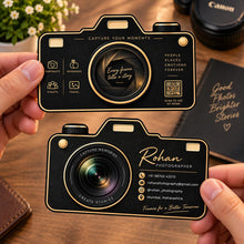 Personalized Camera Shaped Business Card | Custom Photographer Visiting Card | Black Acrylic | Premium Professional Gift | Love Craft Gifts™
