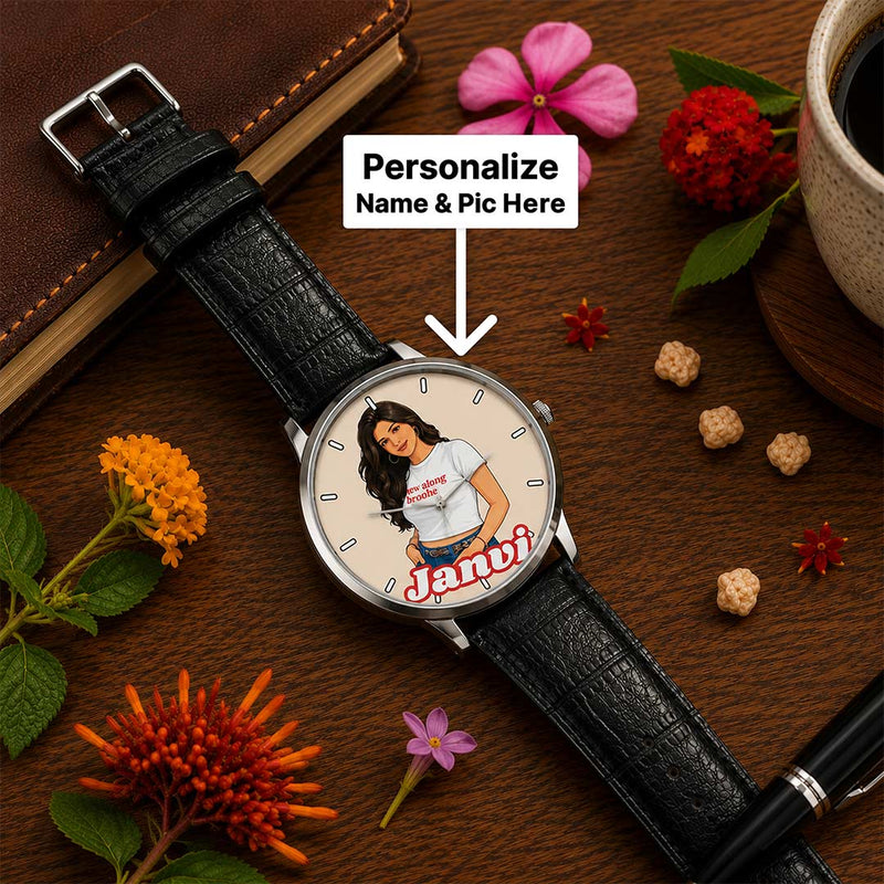 Personalized Cartoon Brother Watch | Custom Name & Photo Wrist Watch | Raksha Bandhan Special Gift | Love Craft Gifts™
