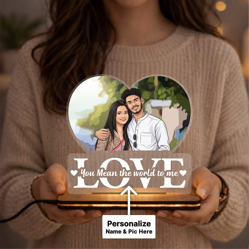 Personalized Cartoon Couple Lamp | Custom Photo & Name LED Acrylic Night Light for Romantic Home Décor | Love Craft Gifts™