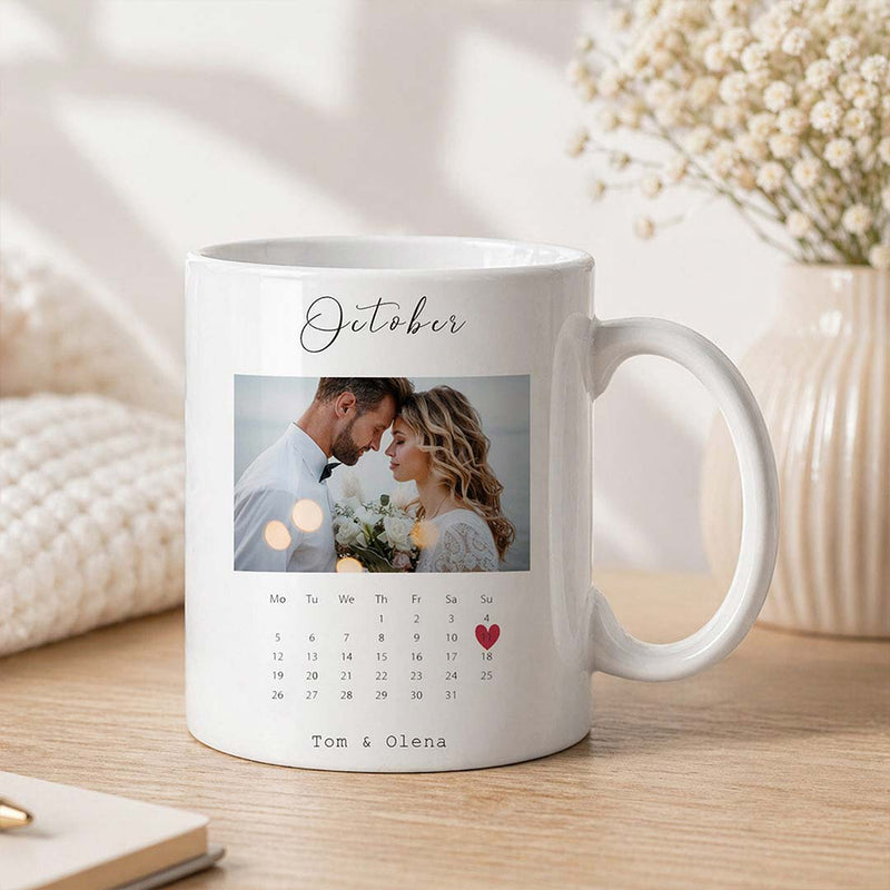 Personalized Ceramic Calendar Mug | Photo Gift for Husband & Wife | Love Craft Gifts™