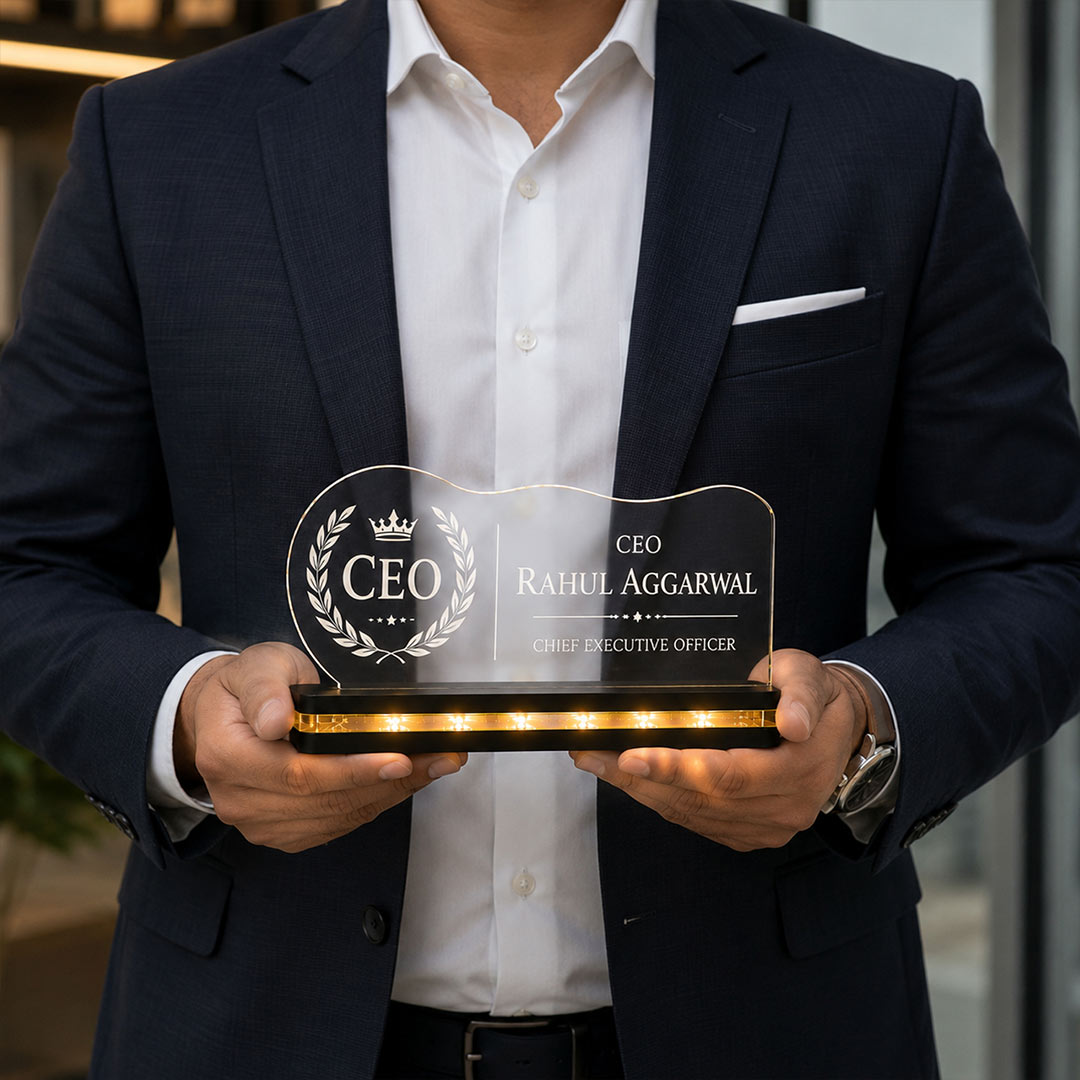 Personalized Chief Executive Officer Desk Nameplate | Custom LED Name Plate