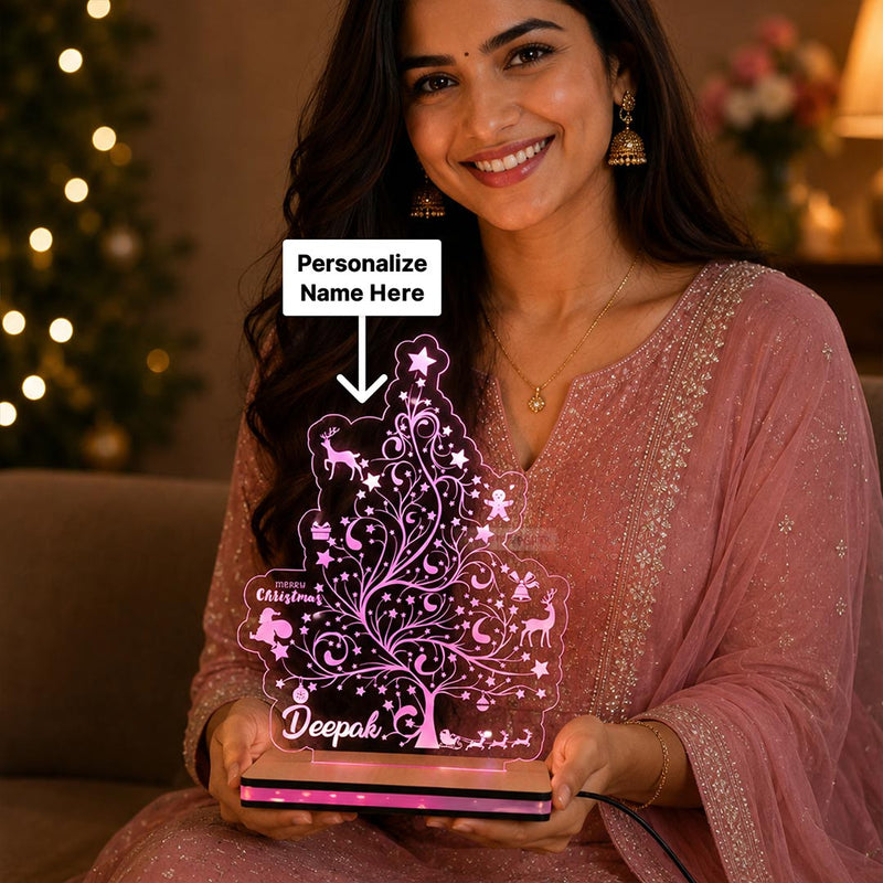 Personalized Christmas Decoration Acrylic Lamp | Custom Name LED Tree Light Gift for Loved Ones | Love Craft Gifts™

