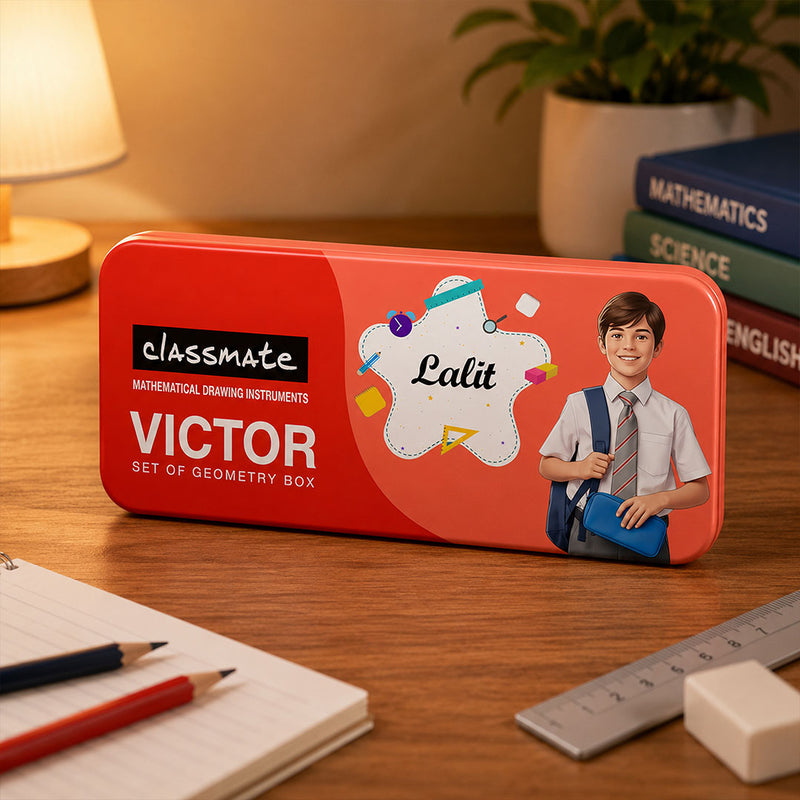 Personalized Classmate Victor Geometry Box with Name & Photo | Love Craft Gifts