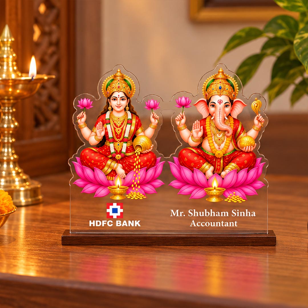 Personalized Corporate Diwali Gift for Clients & Employees | Acrylic Lakshmi Ganesha Display