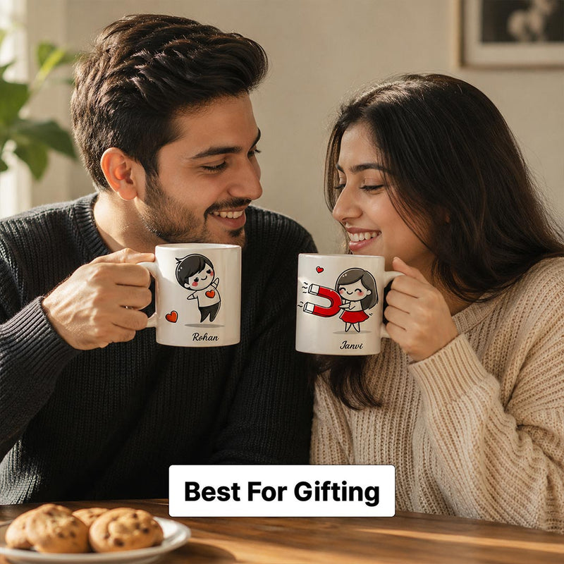 Personalized Couple Coffee Mug Set | Cute Cartoon Name Mugs | Love Craft Gifts™