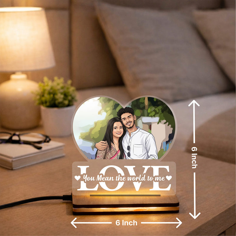 Personalized Couple LED Acrylic Lamp | Custom Cartoon Photo Night Light for Anniversary & Wedding Gift | Love Craft Gifts™