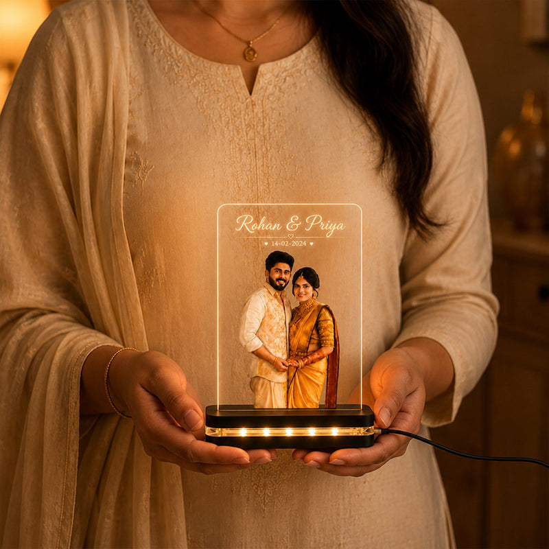 Personalized Couple LED Photo Lamp 6x8" | Custom Photo, Names & Date | Romantic Couple Gift | Love Craft Gifts™