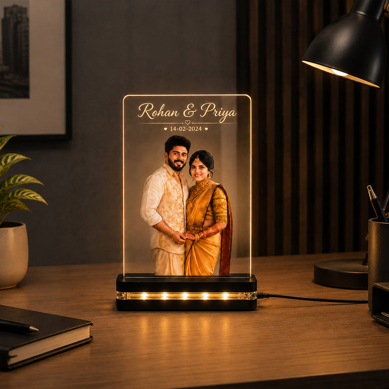 Personalized Couple Memory LED Lamp 6x8" | Custom Photo, Names & Special Date | Romantic Gift | Love Craft Gifts™