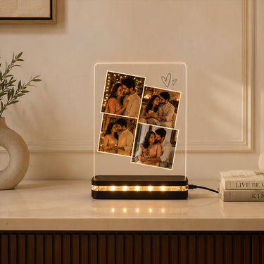Personalized Couple Photo Collage LED Lamp | Custom 4 Photo Gift | Love Craft Gifts™