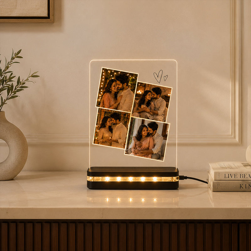 Personalized Couple Photo Collage LED Lamp | Custom 4 Photo Gift | Love Craft Gifts™