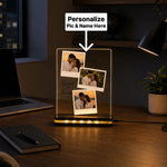 Personalized Couple Photo Collage Lamp 7x8" | 3 Polaroid Photos & Names | Love Craft Gifts™