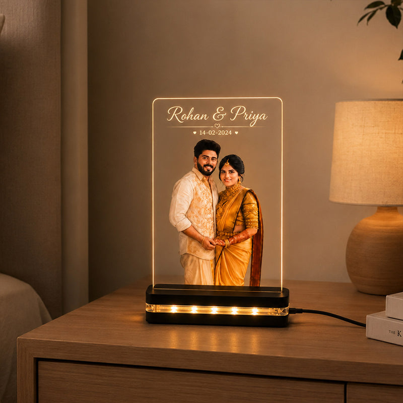 Personalized Couple Photo LED Acrylic Lamp 6x8" | Custom Names & Special Date | Love Craft Gifts™